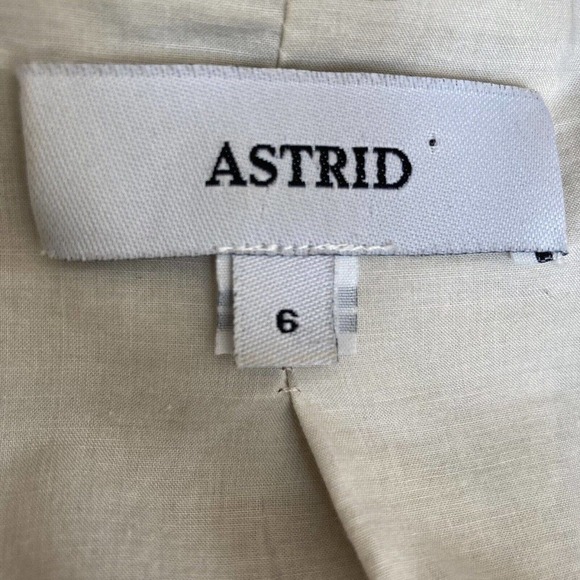 Astrid Linen Blend Beige Blazer Open Front Waterfall Lined Size 6 - Picture 9 of 11